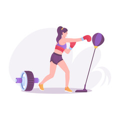Woman gym illustration in flat style 