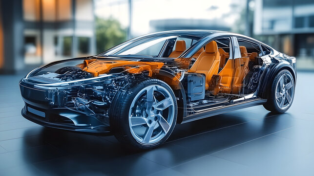 Electric car (generic model) technical cutaway