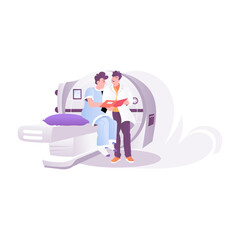 A doctor discussing mri report with patient, a flat style illustration 