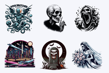 Creative Halloween silhouette vector art, Halloween silhouette illustrations, spooky vector art, Halloween graphics, Halloween vector designs, 