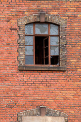 Old window with broken glass