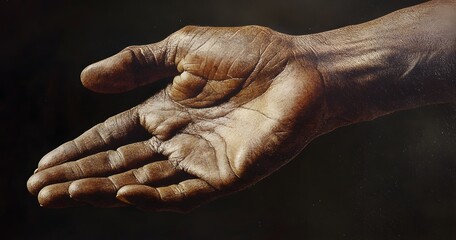 Fototapeta premium Closeup of a weathered human hand