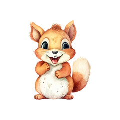 Cute orange squirrels are perfect for children's books, nature blogs, or wildlife graphics. An adorable woodland creature with big eyes and a fluffy tail. Generative AI