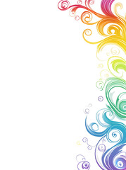 Obraz premium Colorful Floral Frame with Abstract Leaves and Swirls on White Background