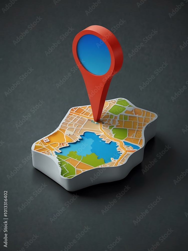 Poster reflective map marker showcasing a location icon in modern 3d design.