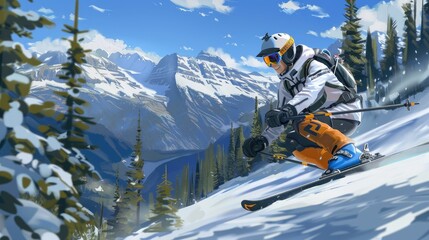 a smiling woman skier in a white and grey jacket