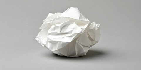 Crumpled White Paper on Gray Background