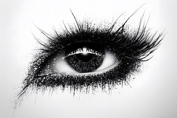 Dramatic black and white eye close-up