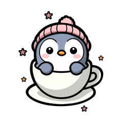 Cozy Penguin in a Teacup