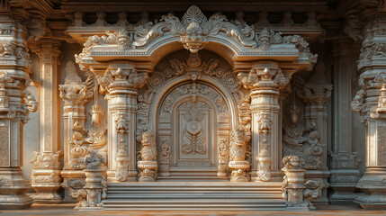 Fototapeta premium A high-definition image of an Indian temple with detailed carvings and sculptures