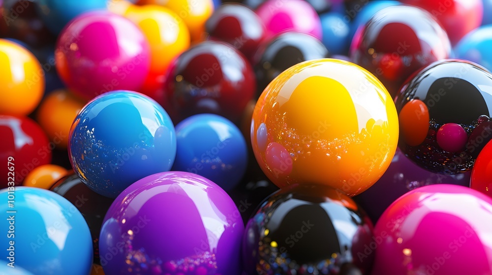 Poster 3d rendering picture of colorful balls. abstract wallpaper and background.