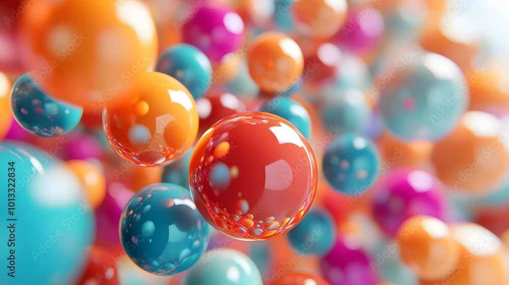 Poster 3d rendering picture of colorful balls. abstract wallpaper and background.