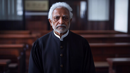 Obraz premium Chief justice portrait in indian in the courtroom