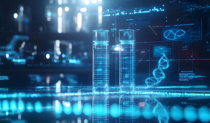 Obraz premium concept of bioinformatics and genomics research in healthcare and life sciences design