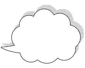 かわいいモクモクとした白黒のふきだし