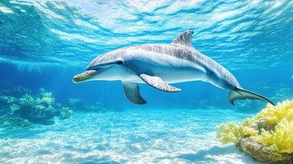 Obraz premium Dolphin Swimming Underwater