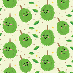 Seamless background of durian. Durian cartoon, Durian fruits concept.