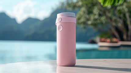Naklejka premium Pink Tumbler by the Pool