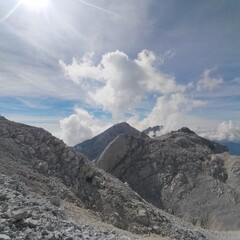 epic mountain peaks with cloudy background