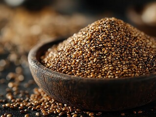 closeup of organic perilla seeds a healthy food ingredient highlighting their distinct texture and color the image emphasizes the importance of organic food and healthy eating in modern diets