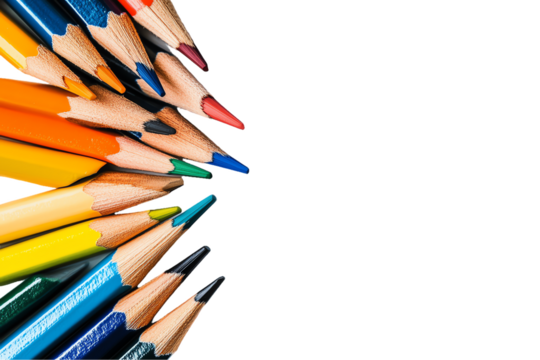 Colorful Pencils on Black Background - Creative Art Supplies