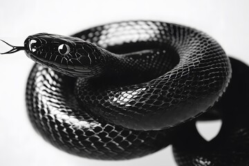 Obraz premium close-up of a coiled black snake