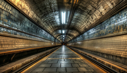 Shoot people at the end of a subway tunnel or underground passageway, using the vanishing lines of the tunnel to draw attention to the subject