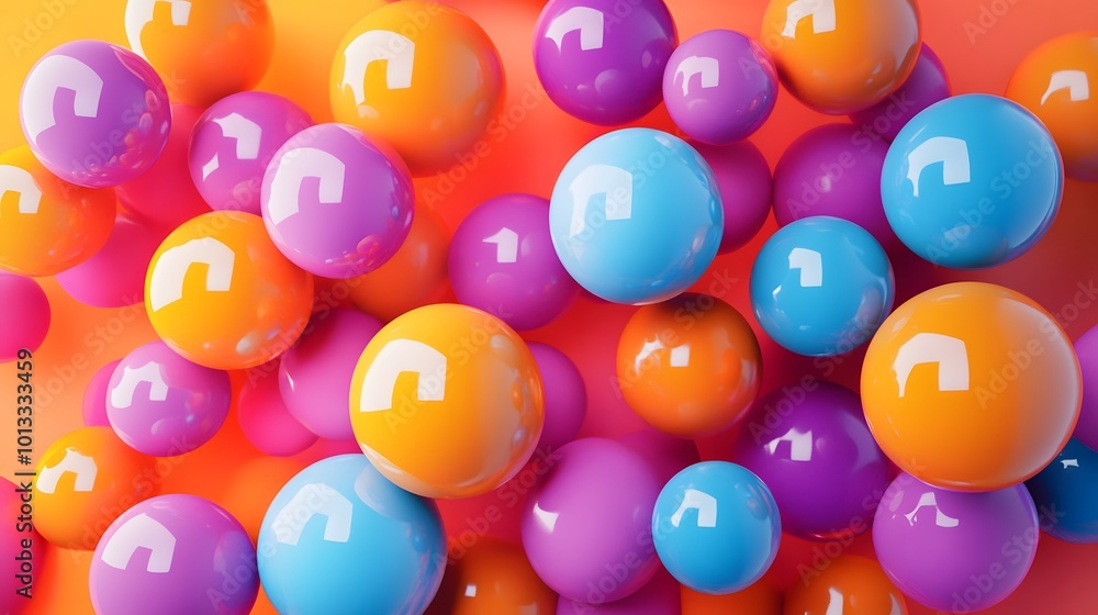 Poster 3d rendering picture of colorful balls. abstract wallpaper and background.