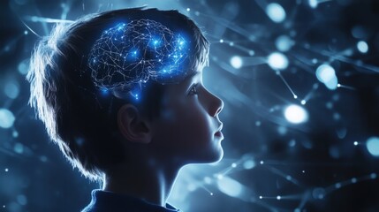 AI brain synchronizing with human cognition in a digital human boy