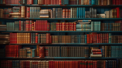 A bookshelf filled with books in different languages, colors, and sizes, representing the richness of diverse perspectives and stories in education and literature.