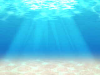 光が差し込む海底　背景イラスト