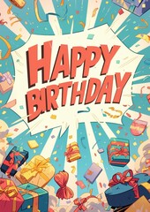 Obraz premium Happy birthday greeting celebration image
