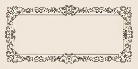 Elegant rectangular frame with ornate design, perfect for invitations or artwork. intricate details add touch of sophistication and charm to any presentation