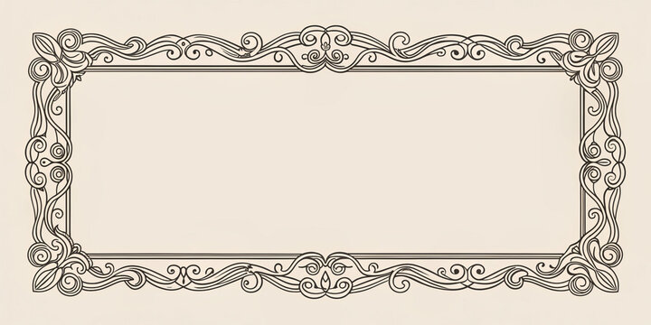 Elegant rectangular frame with ornate design, perfect for invitations or artwork. intricate details add touch of sophistication and charm to any presentation