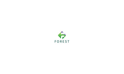 Letter f unique shape green colour vector logo