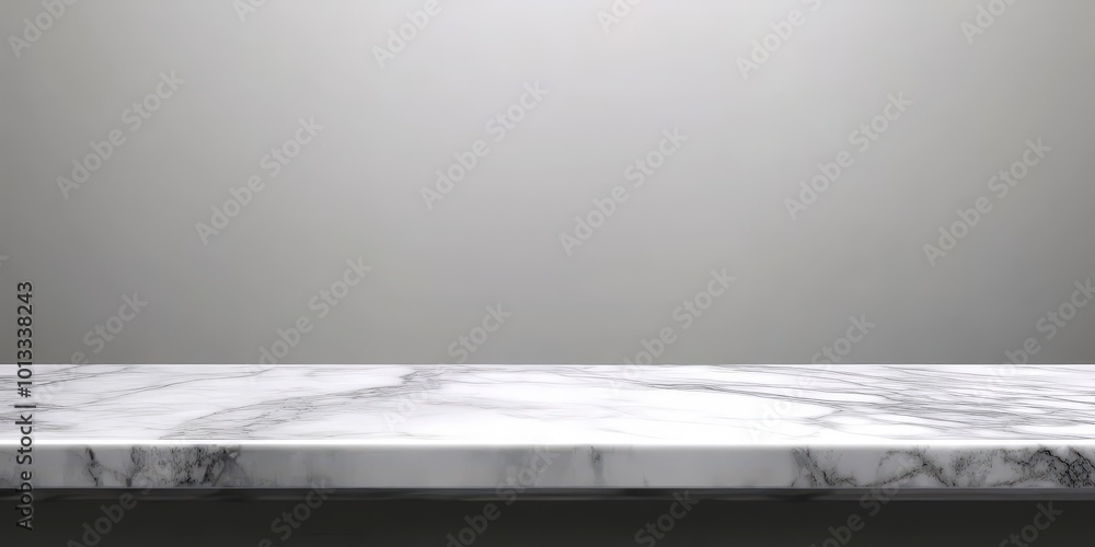 Poster empty gray marble table on simple background