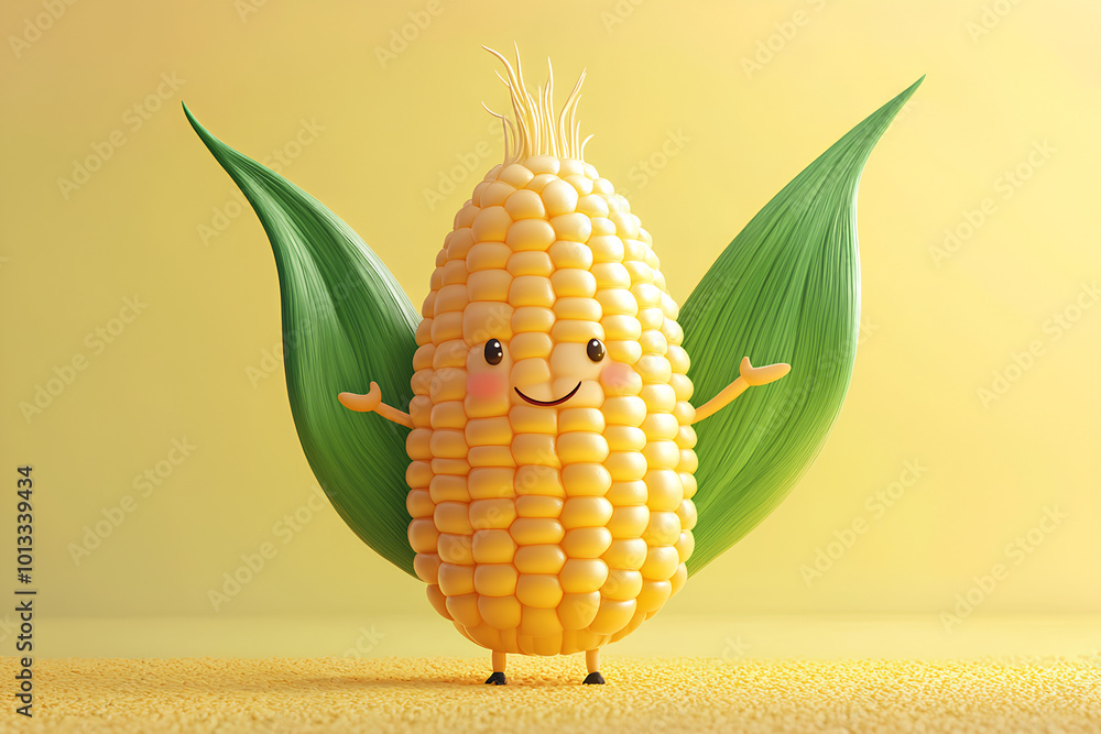 Wall mural cute corn character. cartoon illustration