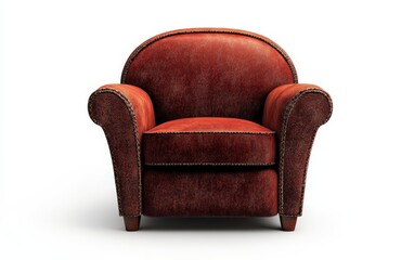 Modern red armchair on white background