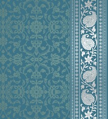 wedding card design, traditional paisley floral pattern , royal India	
