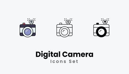 Digital Camera icons vector set stock illustration