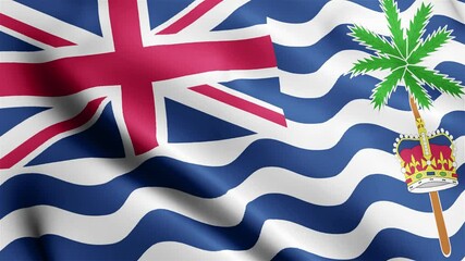 4k render British Indian Ocean Territory Flag video waving in wind British India