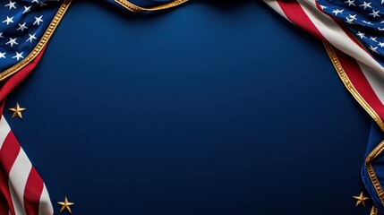 Blue Background with Red and White Frame Trim