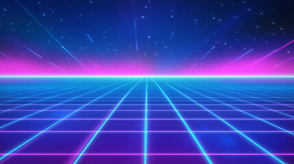 80s Retro Neon Synthwave Background in Vibrant Colors