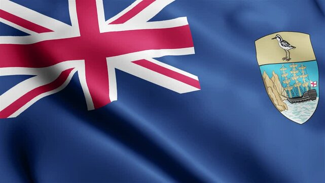 4k render Saint Helena Ascension and Tristan da Cunha Flag video waving in wind 