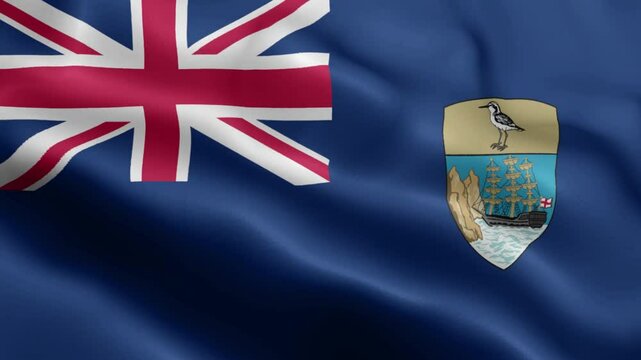 4k render Saint Helena Ascension and Tristan da Cunha Flag video waving in wind 