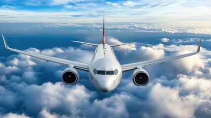 Fototapeta premium Airplane Flying Above Clouds