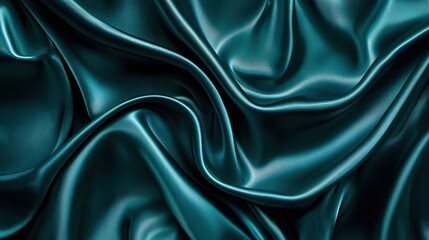 Obraz premium Elegant Green Silky Fabric with Soft Wavy Folds