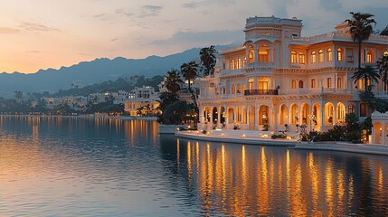Fototapeta premium Stunning 3D Model of an Indian Palace at Golden Hour