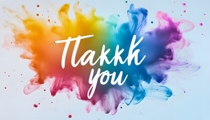Digital art 'Thank You' message on a splash of multicolored ink, perfect for gratitude expressions