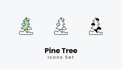 Pine Tree icons vector set stock illustration